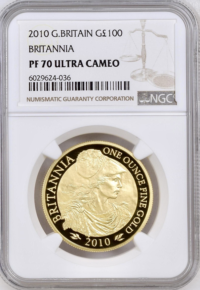 Design / reverse of 2010 Gold Proof Britannia £100 1oz