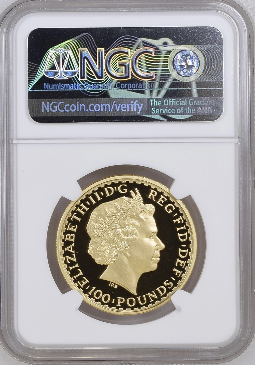 Portrait / obverse of 2010 Gold Proof Britannia £100 1oz
