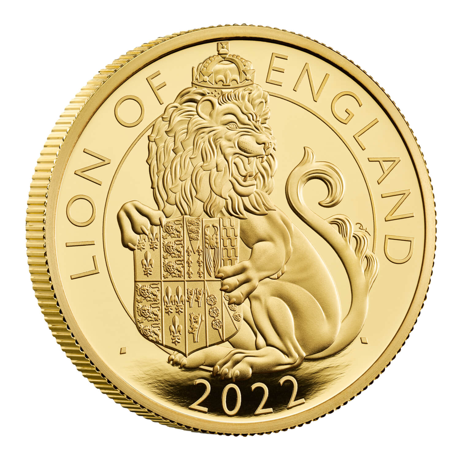 Design / reverse of 2022 The Royal Tudor Beasts The Lion of England UK 2oz Gold Proof Coin