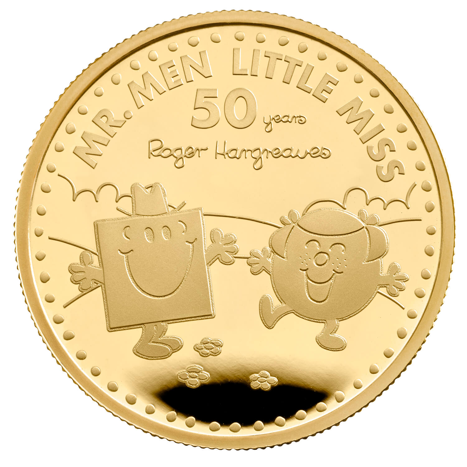 Design / reverse of 2021 Mr. Strong And Little Miss Giggles UK One Ounce Gold Proof Coin