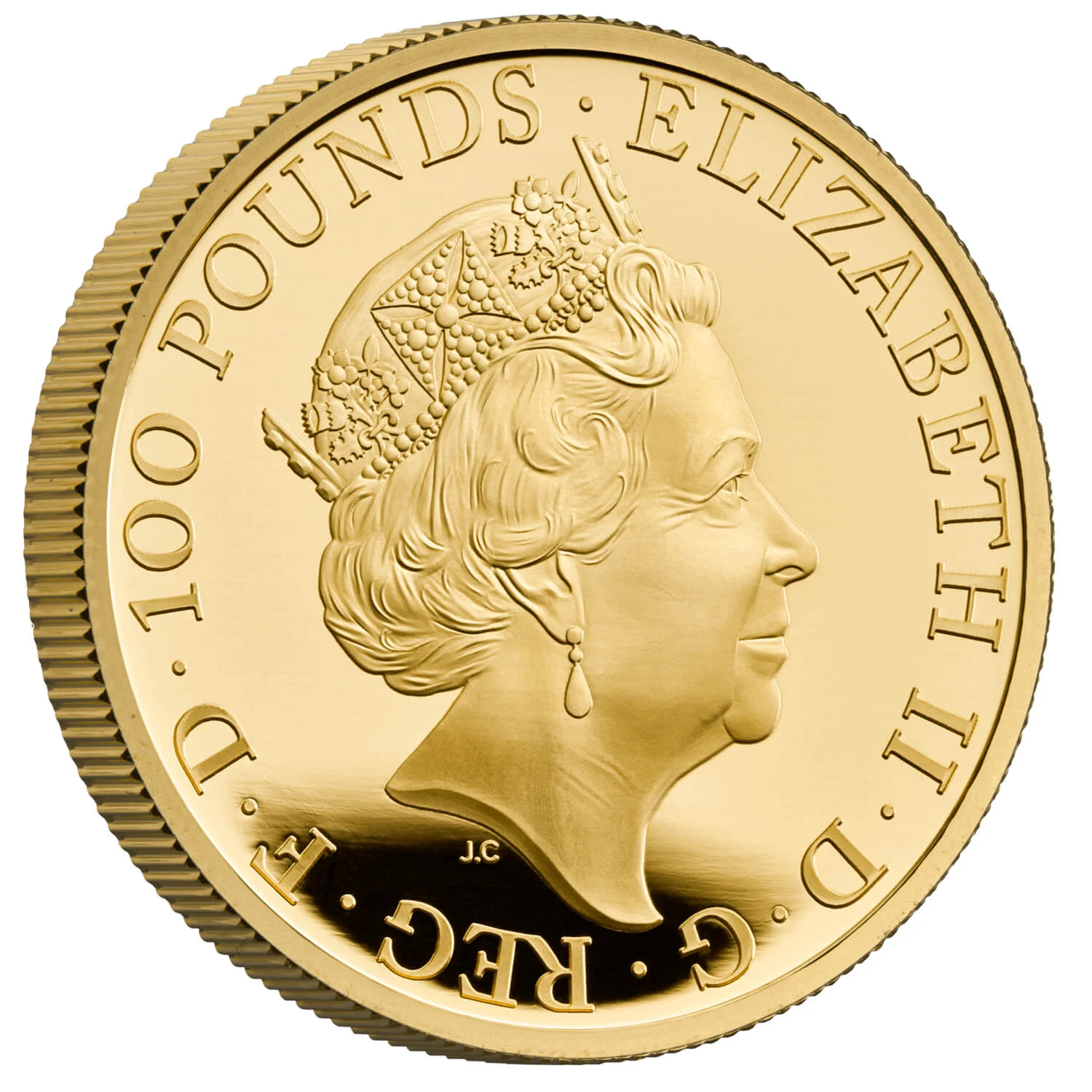 Portrait / obverse of 2021 The Gold Standard UK One Ounce Gold Proof Coin