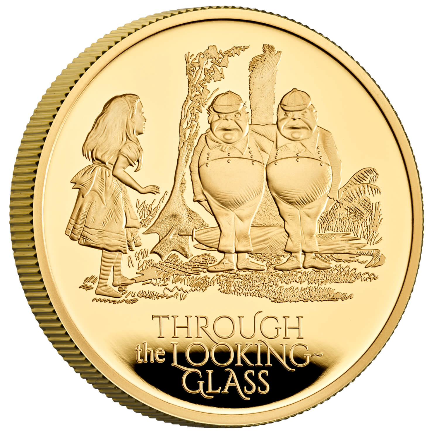 Design / reverse of 2021 Through The Looking-Glass UK One Ounce Gold Proof Coin