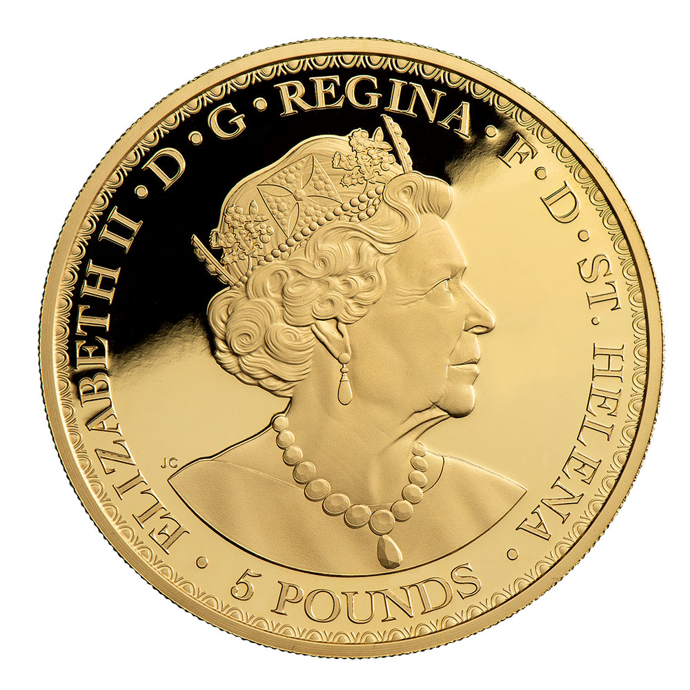 Portrait / obverse of 2021 Masterpiece Una & The Lion 1oz Gold Proof Coin