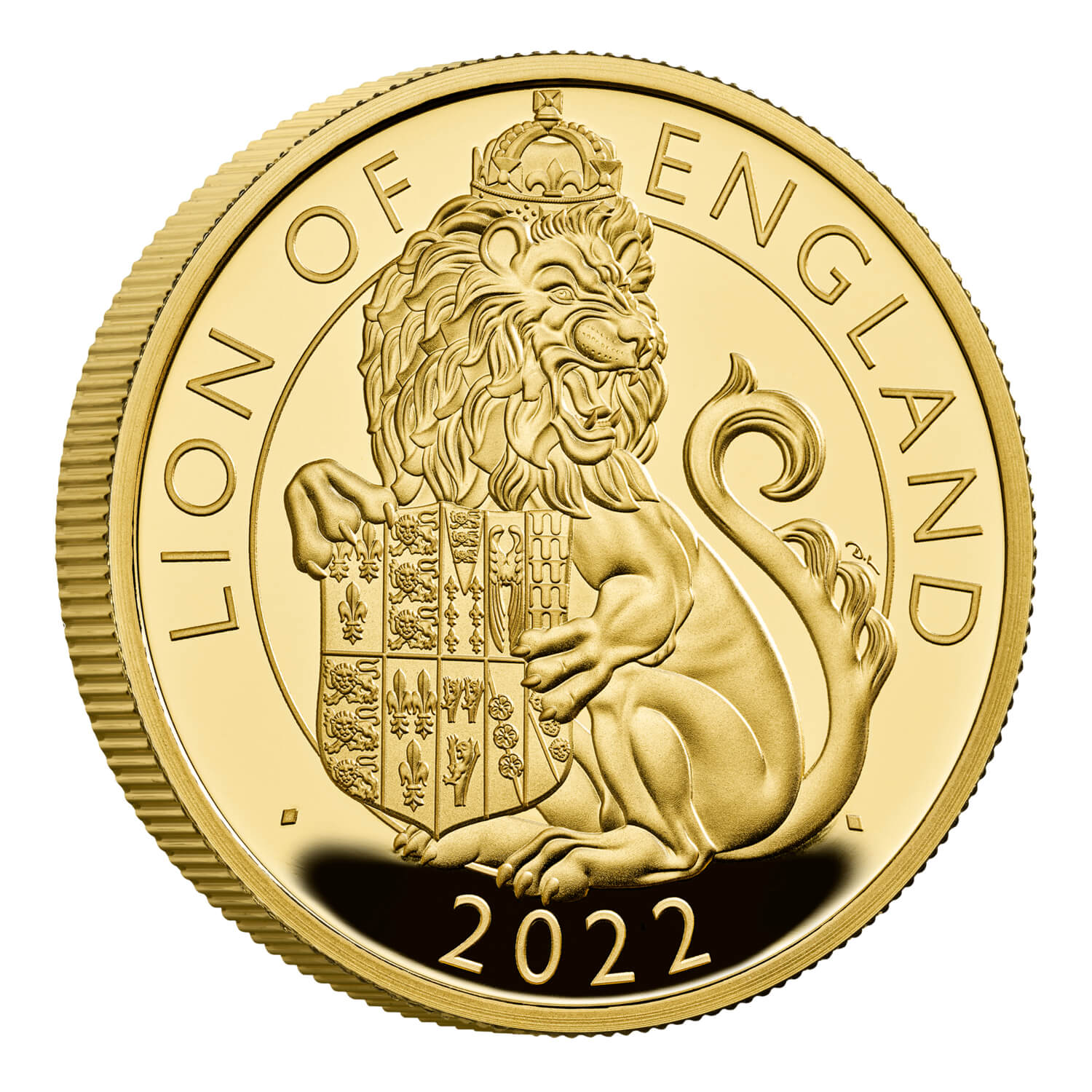 Design / reverse of 2022 The Royal Tudor Beasts The Lion of England UK 1oz Gold Proof Coin