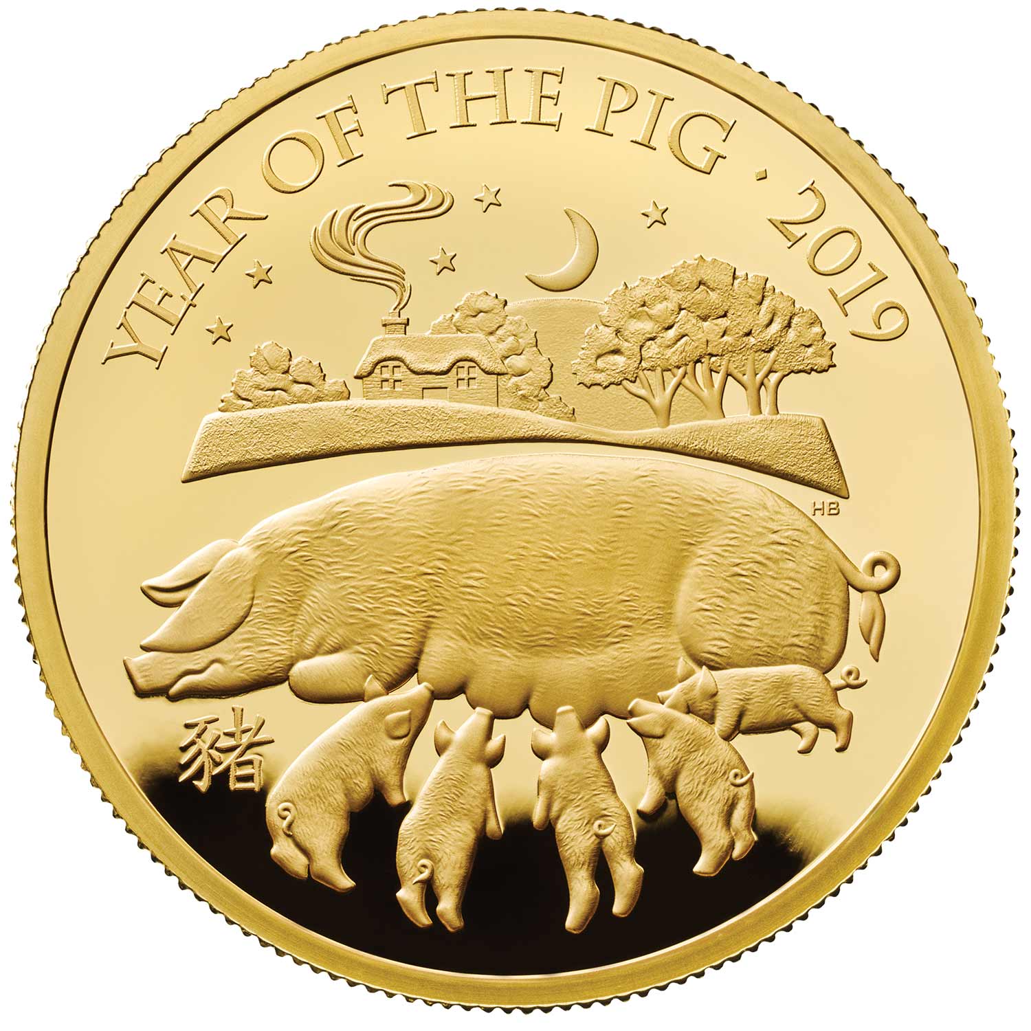Design / reverse of 2019 Lunar Year Of The Pig UK One-Ounce Gold Proof Coin